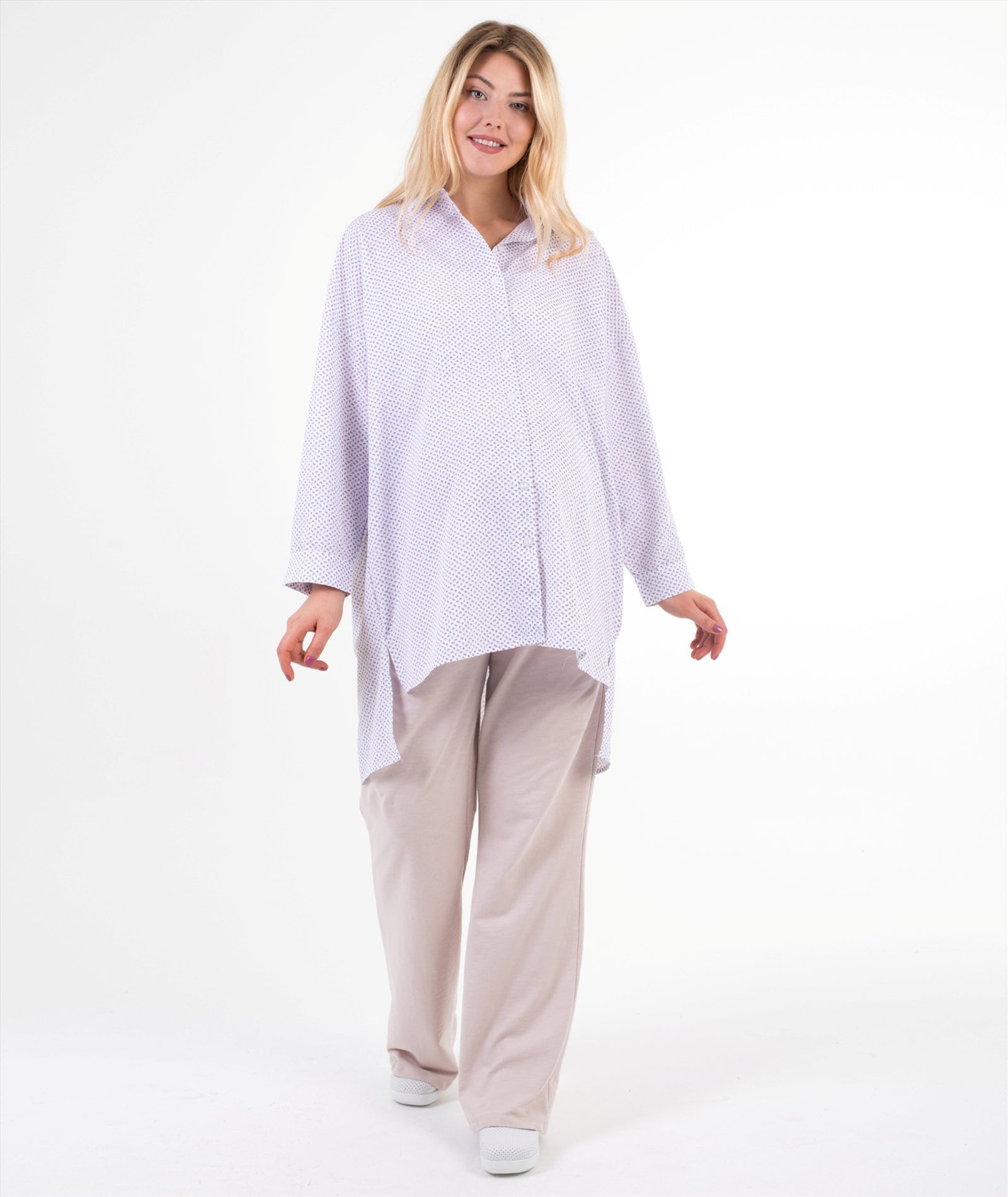 citir-desenli çıtır desenli hamile gömleği